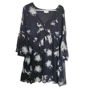 Entro Floral Vneck Boho Mini Dress Size Medium